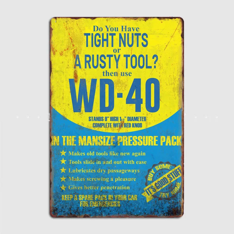 WD40 Vintage ad sign Vintage Poster Metal Sign Bathroom Room Decor Wall Decor Tin Vintage Home Decoration