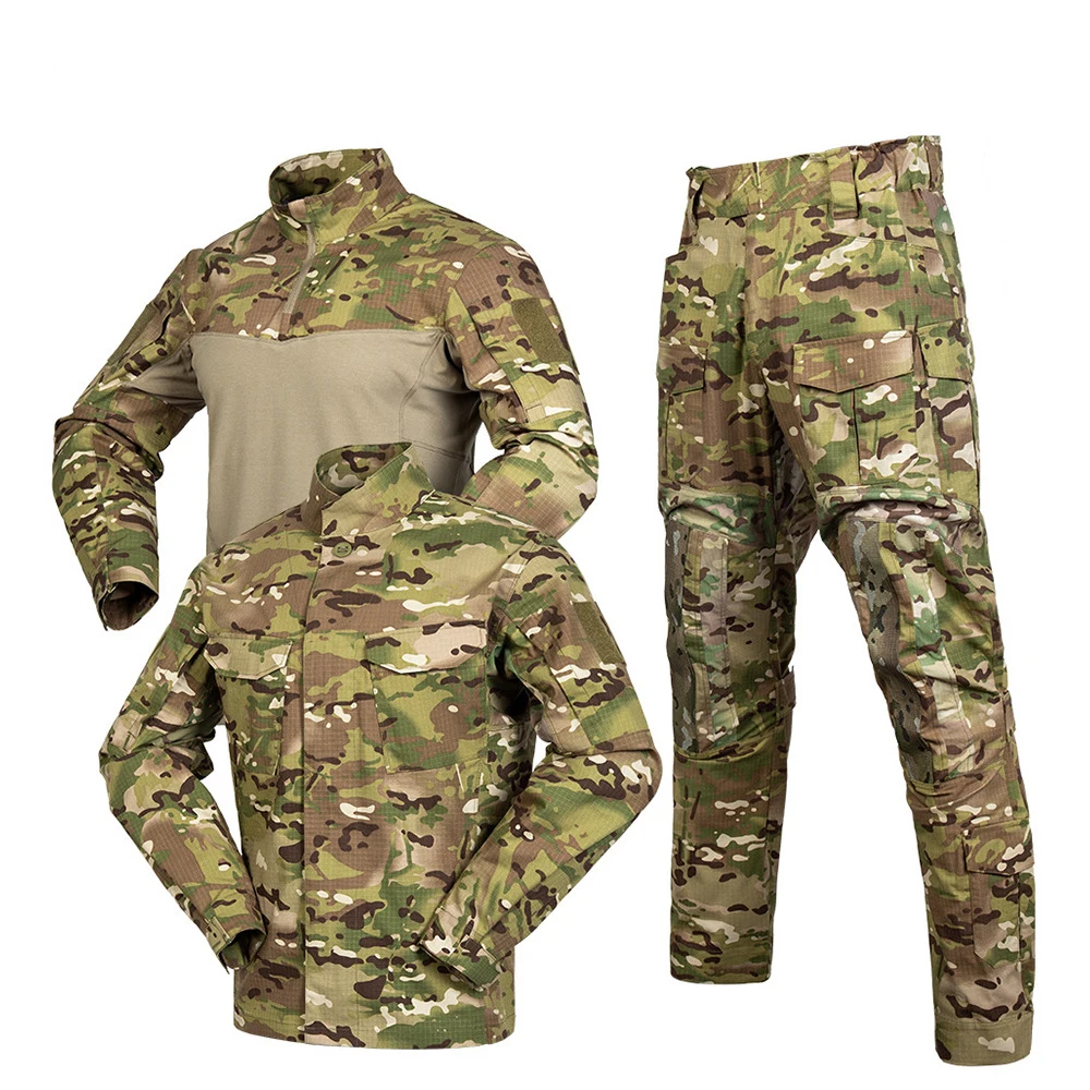 Tactical Tom Men's Camouflage 3-piece Set Windproof and Wear resistant Style Training Outdoor Clothing Jacket+Top+Pants