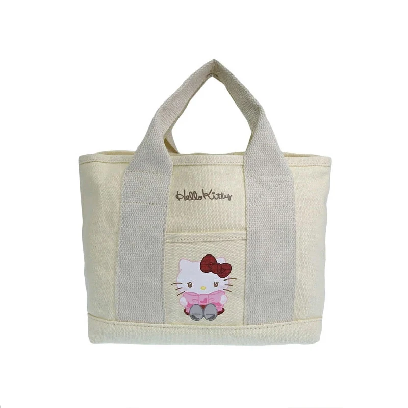 Hello Kitty My Melody Anime Kawaii Sanrio Multi-Pocket Commuter Tote Bag Cute Kuromi Canvas Printing Handbag Gifts for Girls