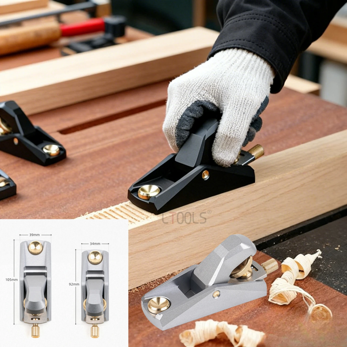 Woodworking Low Angle Aluminum Planer Fine-tuning Small Wood Edge Trimmer Brass Accessories European Planer Wood Chamfering Tool