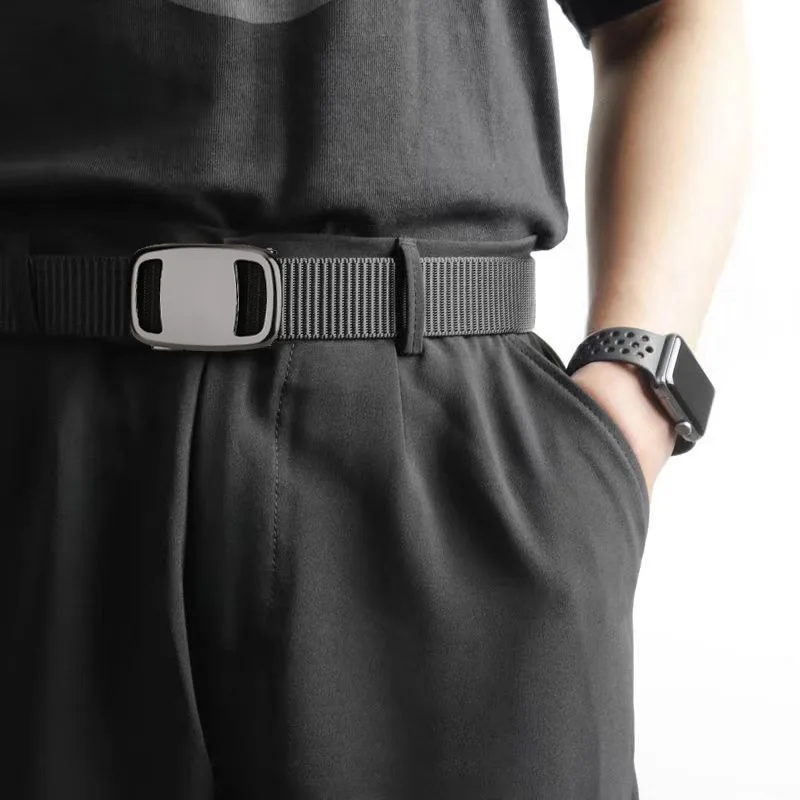 Western Canvas Tractical Automatic Buckle 3.4cm Men Belt Fashion Joker Causal Outdoors Jeans Belt for Mens