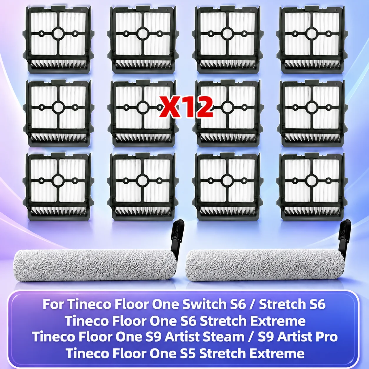 Fit For Tineco Floor One Switch S6/Stretch S6, Floor One S9 Artist Steam/ S9 Artist Pro /S5 Stretch Extreme Roller Brush Filter