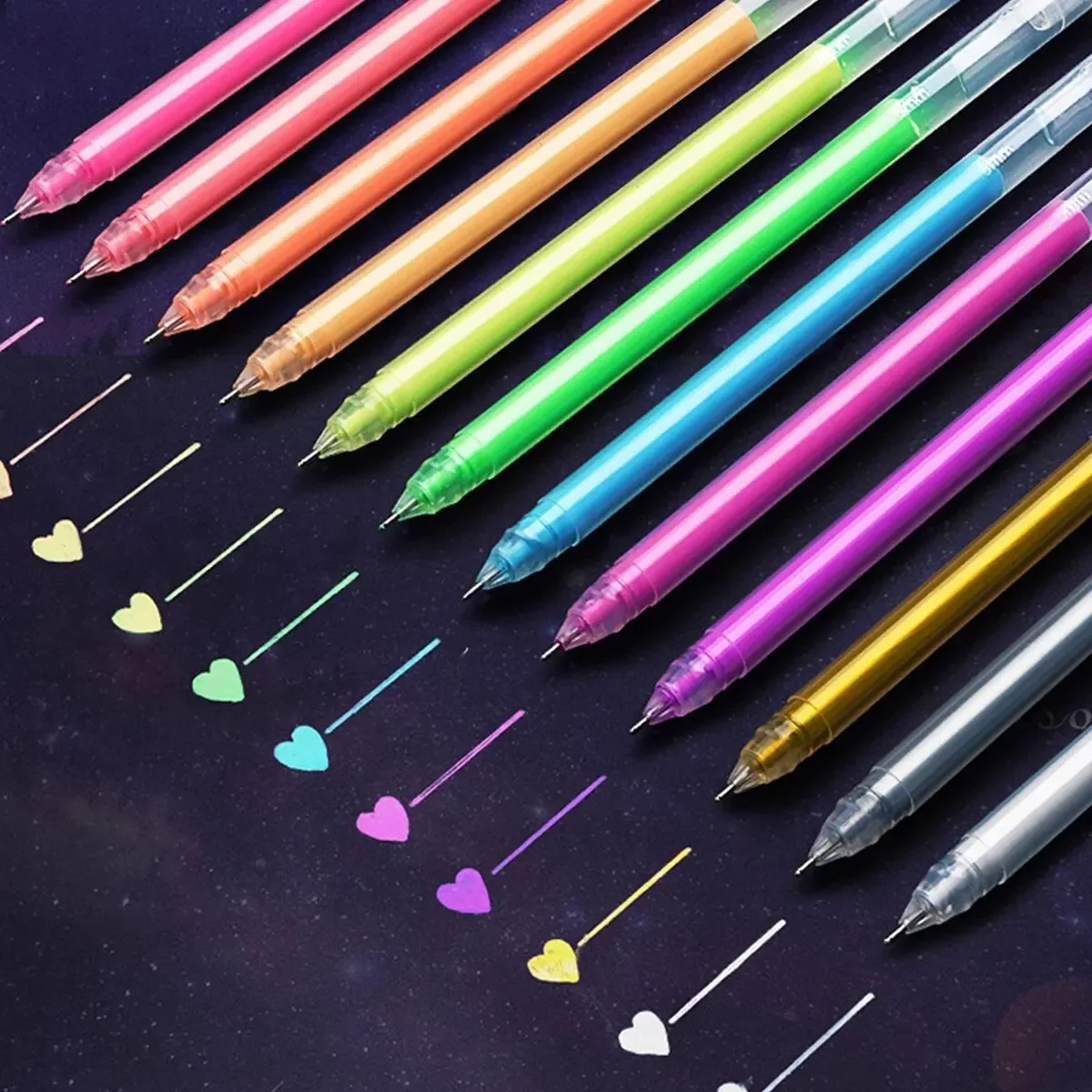 12 Color 0.5mm Black Large Capacity Needle Highlighter Fine Tip Gel Pen Drawing DIY Cardstock Drawing Marking Diary Doodling