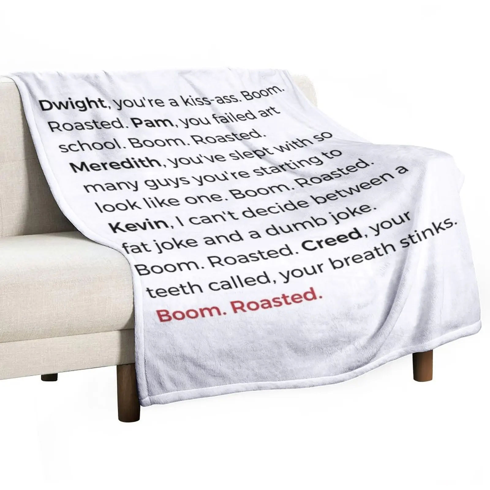 

The Office - Boom. Roasted. Throw Blanket Sofa Luxury Throw christmas gifts Flannel Fabric Blankets