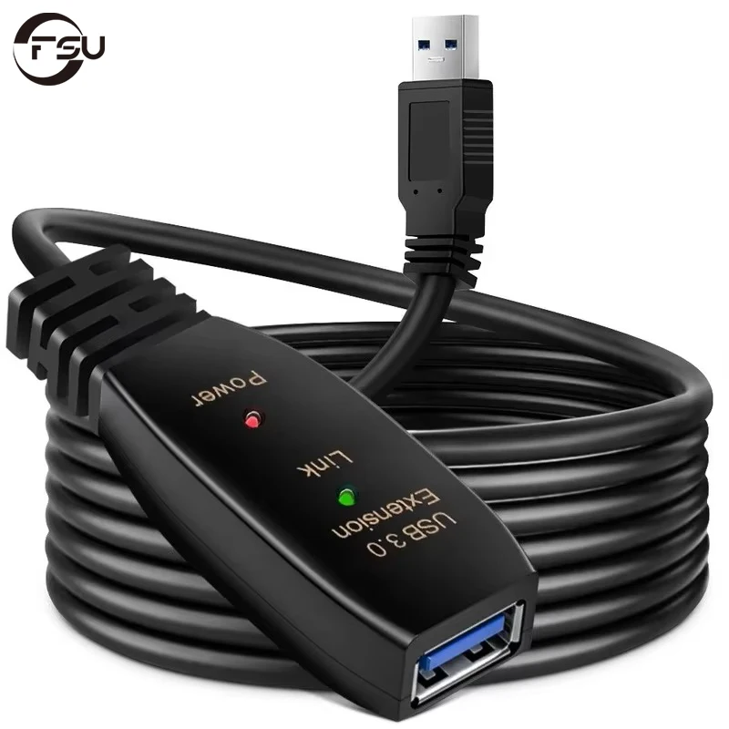 FSU 5m 10m 20m نشط USB 3.0 تمديد كابل نوع ذكر إلى أنثى موسع الحبل لبيانات اتصال محرك كاميرا المؤتمر