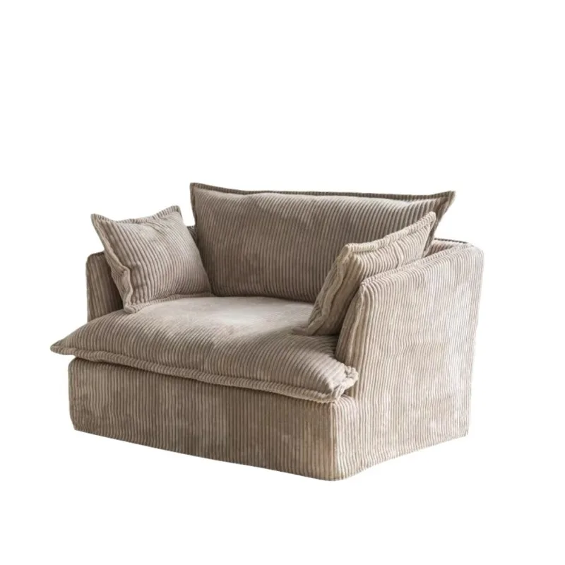 

Removable and washable corduroy fabric, modern simple cream style wabi-sabi living room balcony hotel celebrity single sofa