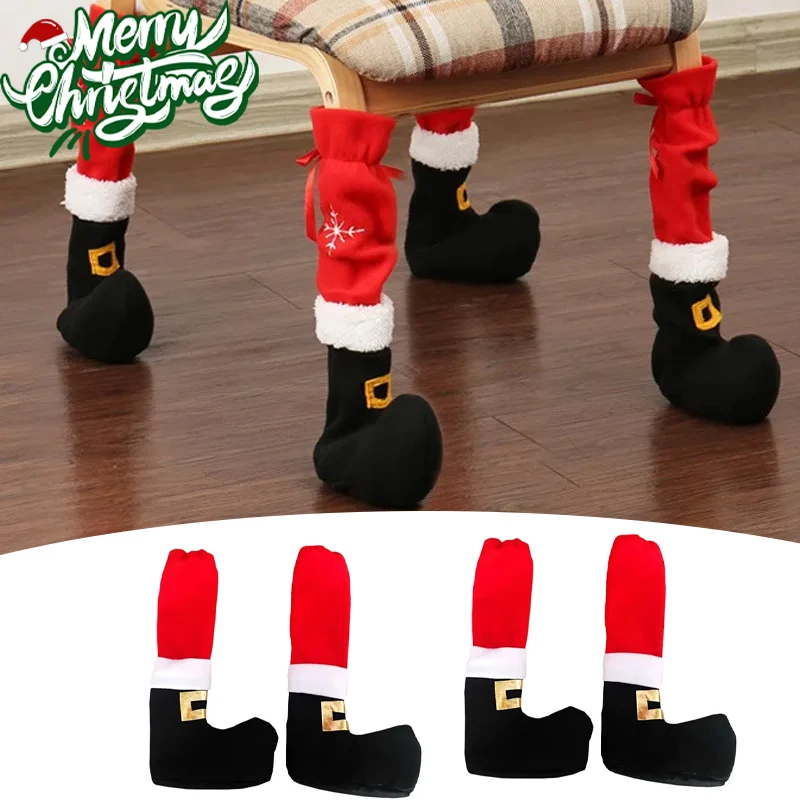 Christmas Santa Boot Leg Warmers Adorable Chair Sock Decorations Festive Table Leg Covers for Home Parties