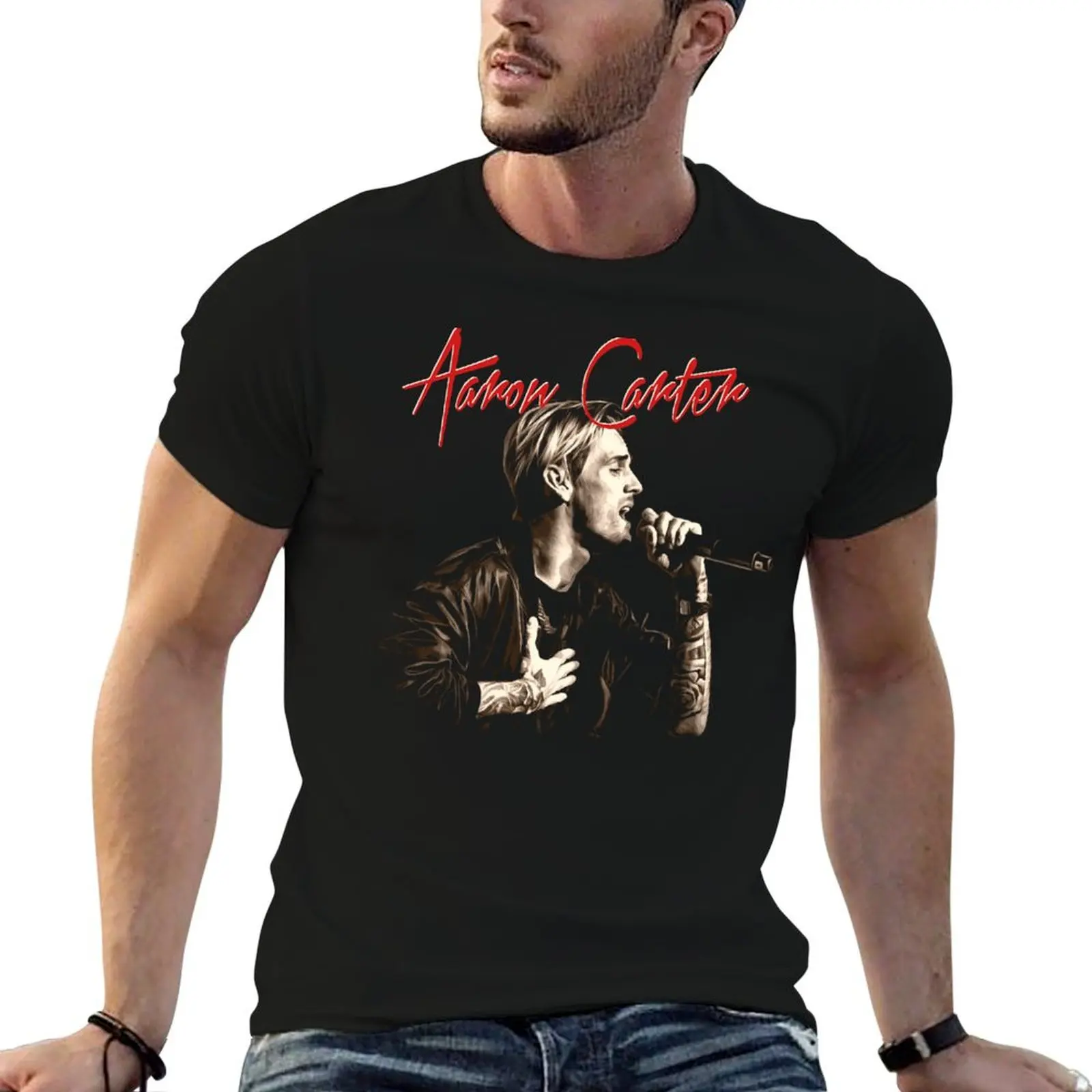 Aaron Carter T-Shirt Big and Tall Solid Color T-Shirt