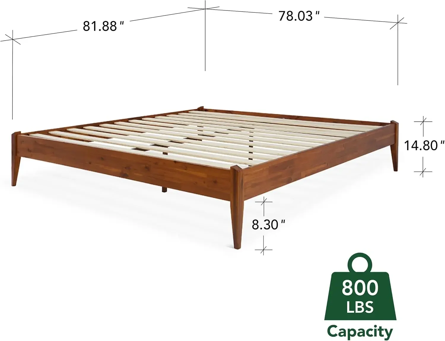 Dinkee King Bed Frame Wood 15 Inch - Solid Wood Platform Bed Frame - Japanese Joinery Bed - Modern & Minimalist Style