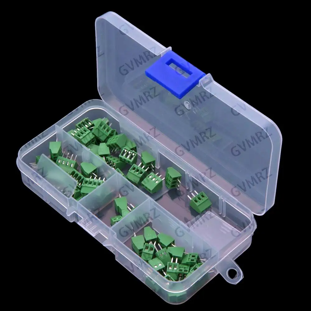50PCS 2-4P 2P 3P 4P DG308 KF128 terminal blocks 2.54mm pitch PCB screw type kit 2PIN 3PIN 4PIN HJXRHGAL