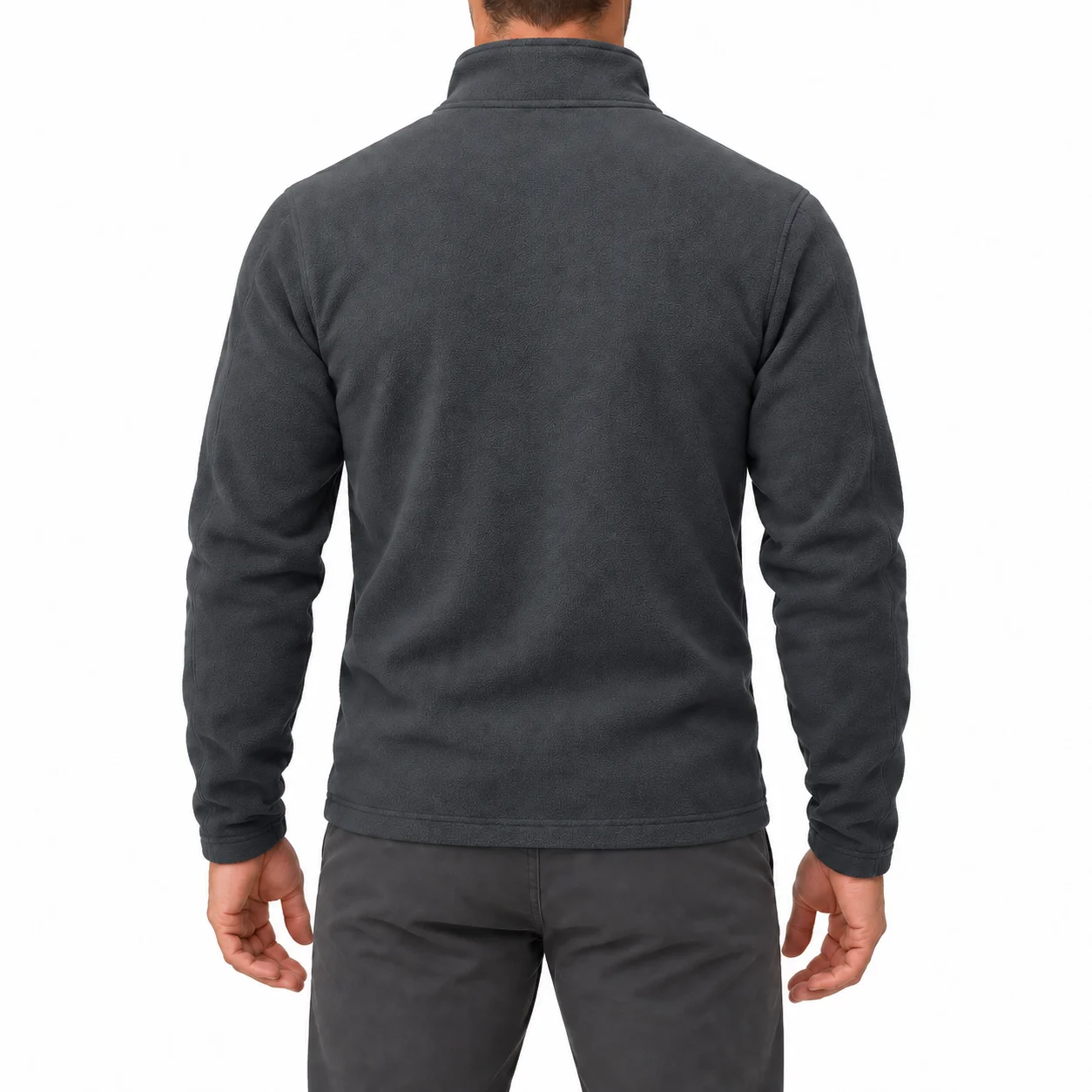New winter lamb fleece zip-up hoodie, thick warm long-sleeve jacket, casual sports outdoor fleece, black half-zip cardigan top