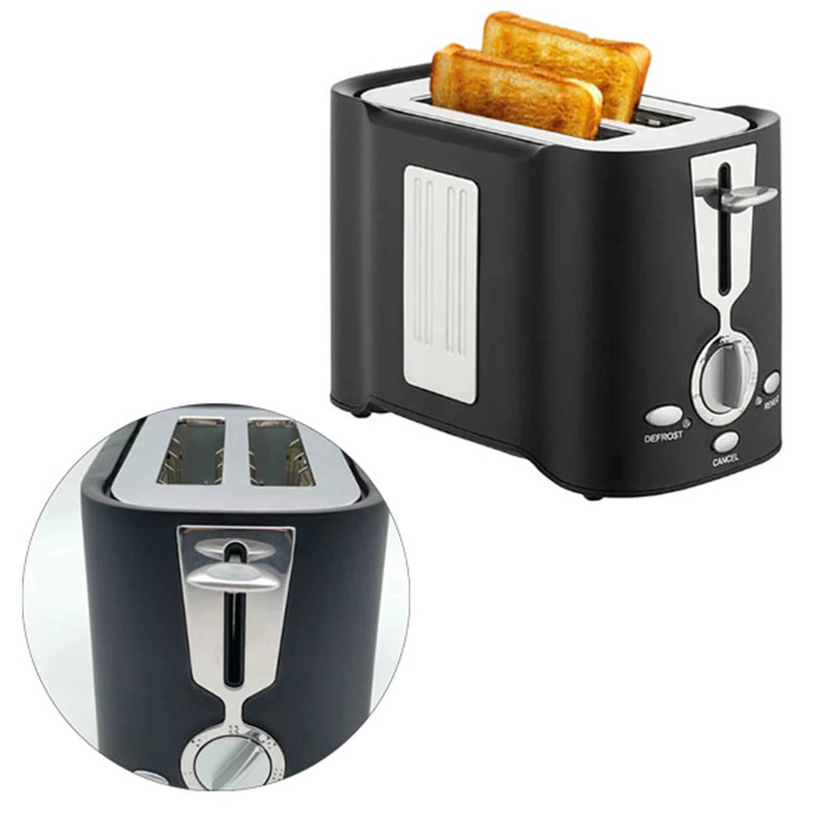 2 Toaster, Toaster, multifunktionaler 2-Toaster aus Legierung mit abnehmbarem Tablett für Frühstück, 800 W, multifunktionaler Toaster