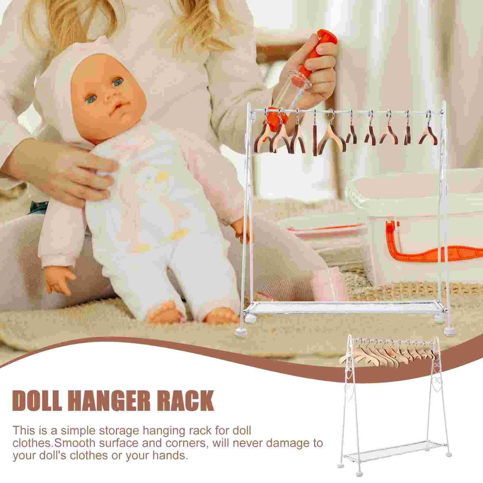 Folding Hanger Miniature Rack Reborn Baby Dolls and Clothing Outfit Clothes Hangers Closet