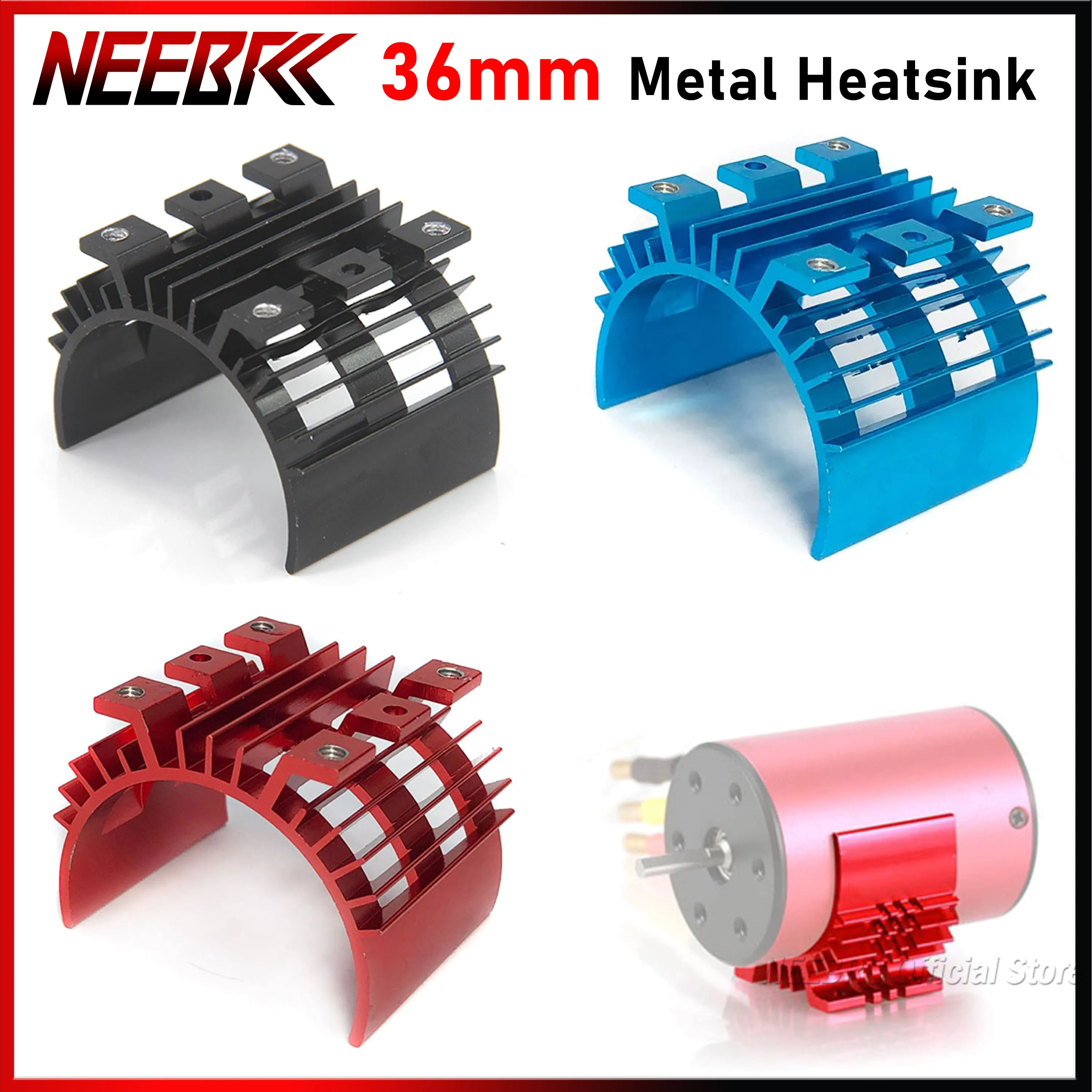 NEEBRC 36mm Motor Metal Heatsink Cooling Cover for 1:10 RC Car Axial HSP Traxxas 540 550 3650 3660 3670 3674 Heat Sink Part Toy