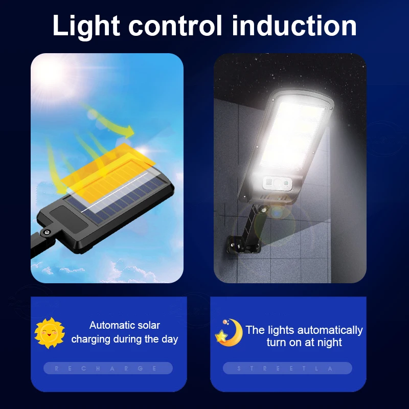 260COB Solar Street Light 99000000LM Outdoor LED Lamp Motion Sensor Remote Control IP65 Waterproof Garden Yard Security Lighting