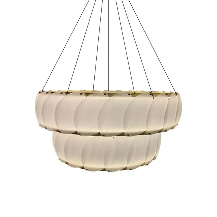 French Luxury Modern Minimalist Shell Pendant Chandelier New Cream Style Feather Ring Light for Living Room Dining Table
