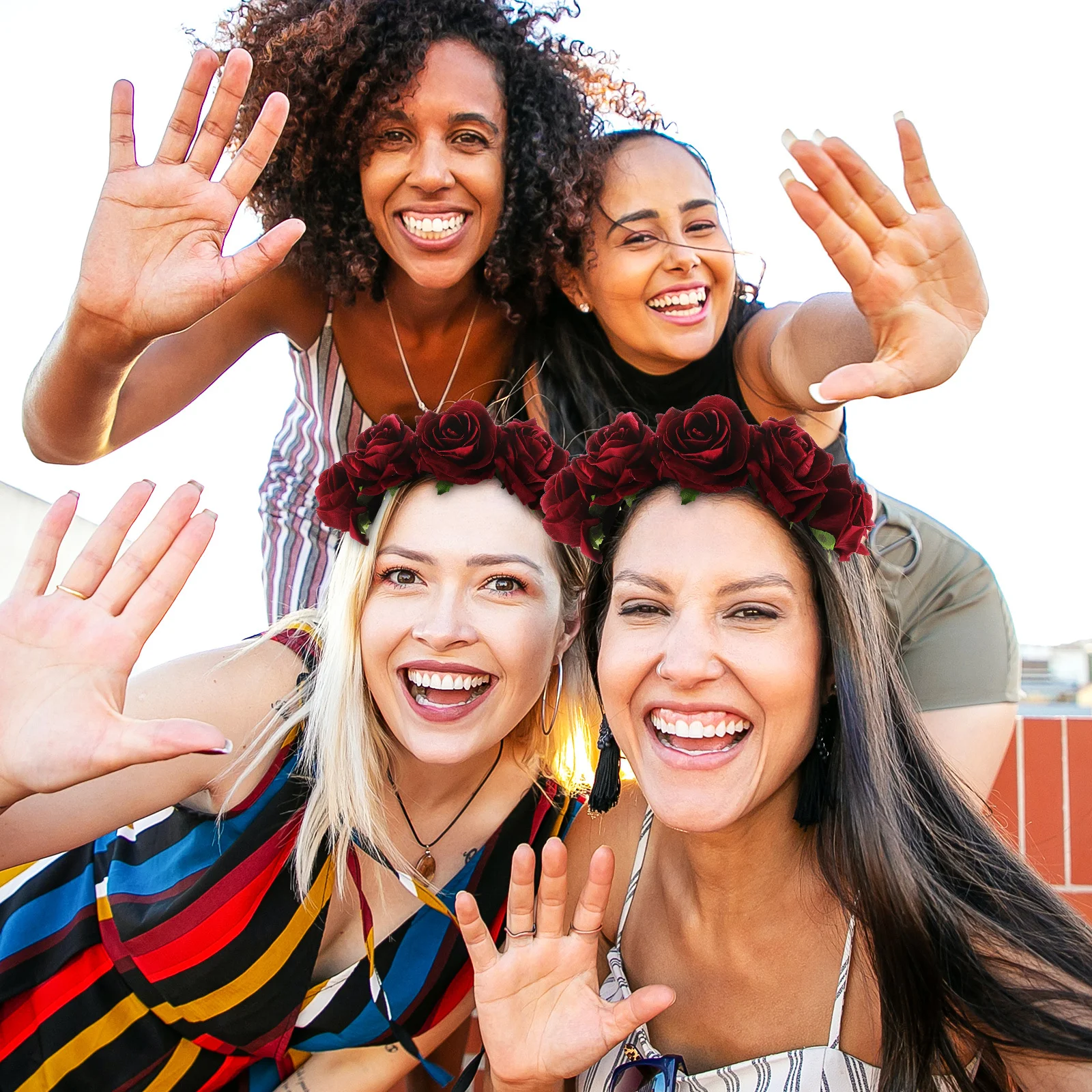 

7Cm Rose Headband Simple Elegant Fabric Flower Hairband for Bridal Wedding Holiday Beach Party Floral Headdress Accessory