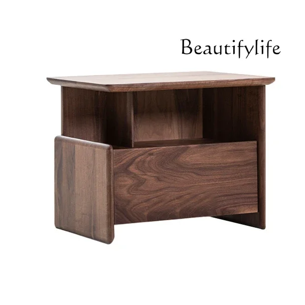 

44North American black walnut log bedside table Nordic all solid wood bedside small apartment storage side few lockers