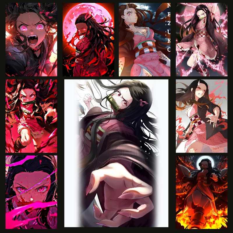 Demon Slayer Anime Nezuko Poster Self-adhesive Art Waterproof Paper Sticker Coffee House Bar Room Wall Decor