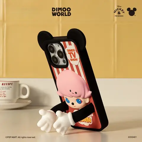 새로운 정품 Dimoo World X 디즈니 시리즈 Dimoo 이어폰 케이스 휴대 전화 쉘 귀여운 Dimoo 워터 컵 유행 놀이 장난감 소녀 선물