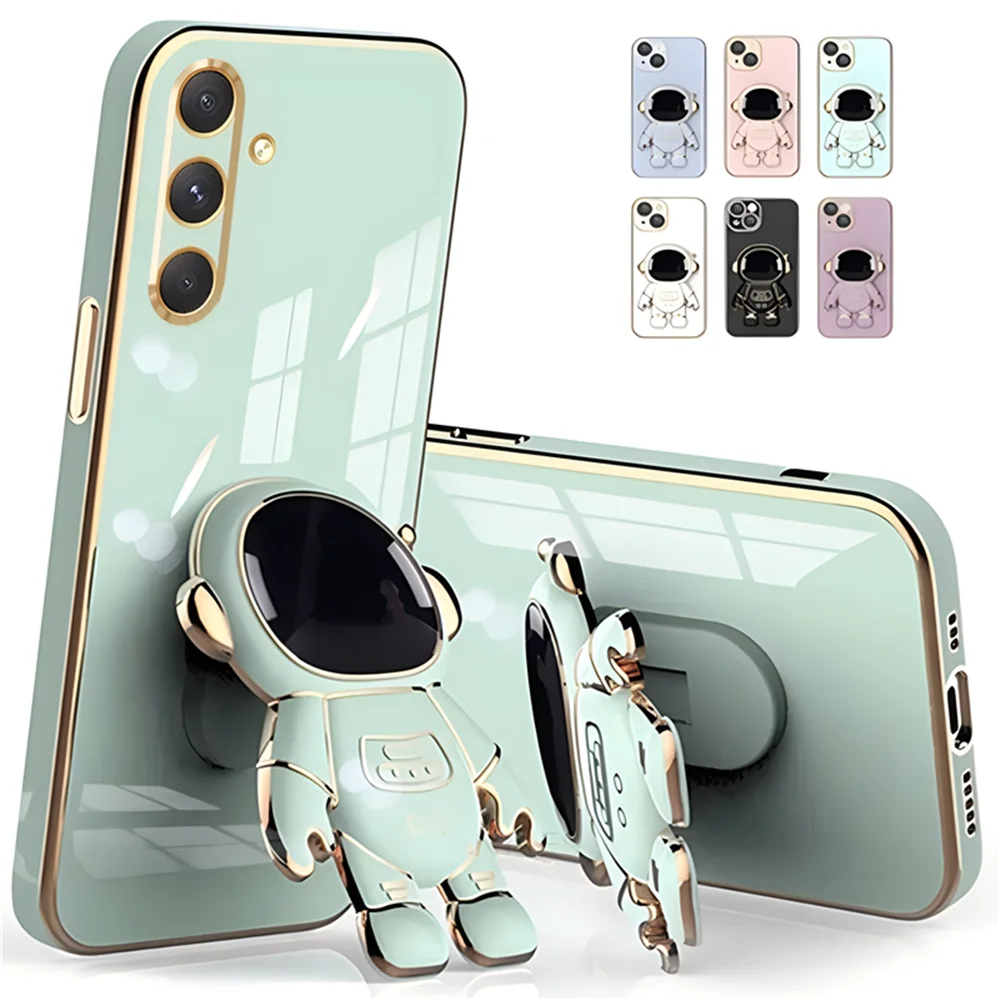 Luxury Astronaut Kickstand Case For Samsung Galaxy A55 A35 A54 5G A34 A25 A14 A24 A53 A15 A51 A42 A12 Shockproof Silicone Cover