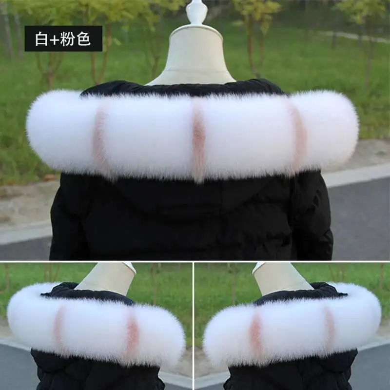 Musim Dingin 100% Real Fox Fur Kerah untuk Syal Wanita Syal Mewah Hangat Bulu Alami Syal Selendang Mantel Musim Dingin Hood Trim Kerah besar Bulu