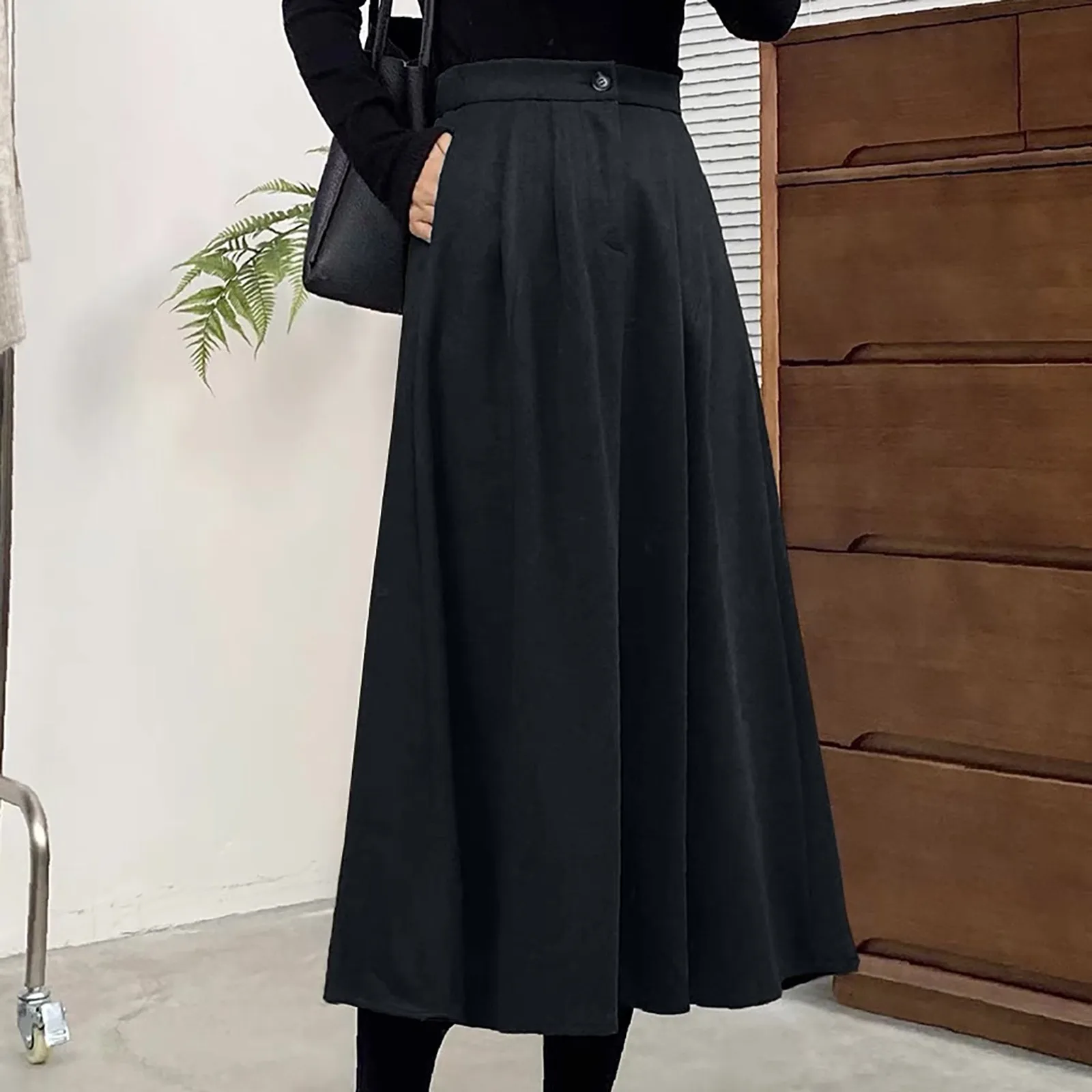 

under Skirt Fluff Women's Retro Autumn And Winter A Line Skirt High Waisted Umbrella Skirt Slimming Long Skirt for Women Pleated