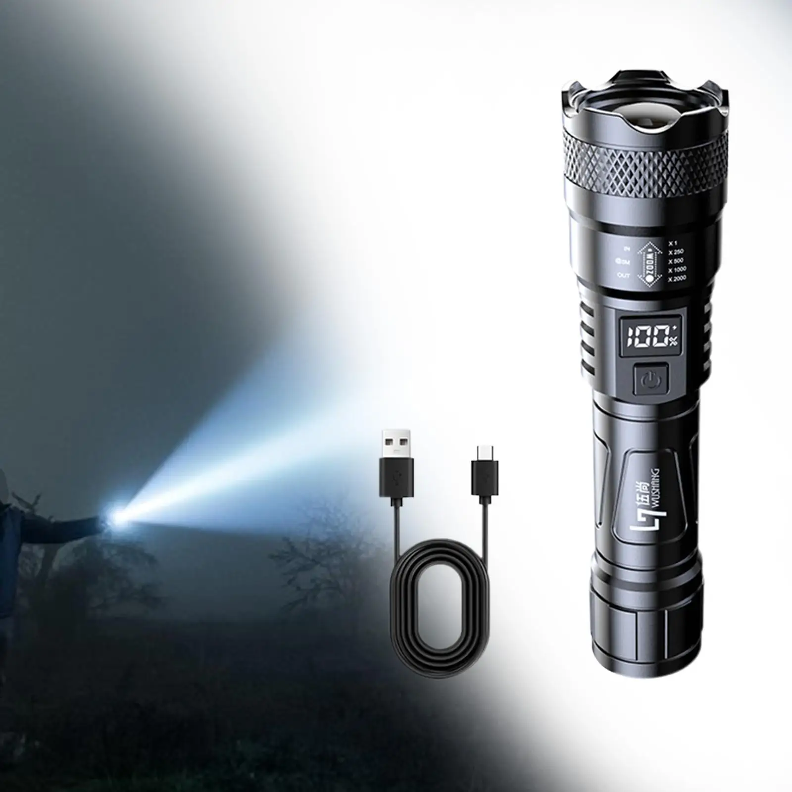 

LED Flashlight Pocket Flashlight Lightweight Rechargeable Compact Outdoor Torch Light for Travel Survival Hiking Home Power Cuts