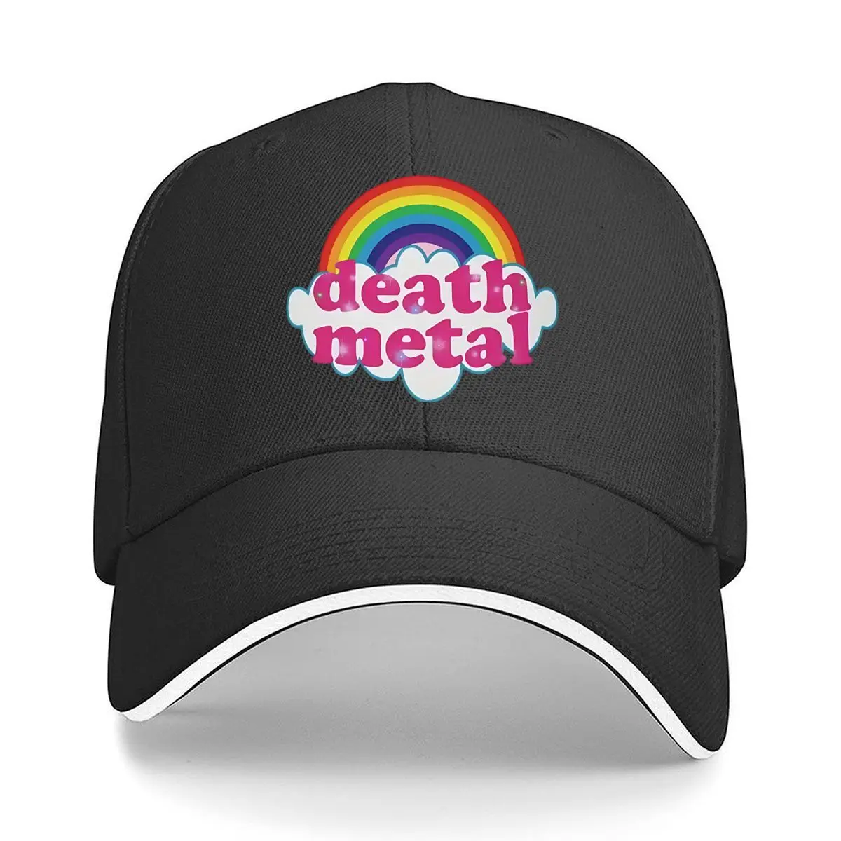 Death Metal Rainbow Cloud Graphic Sandwich Baseball Cap Outdoor