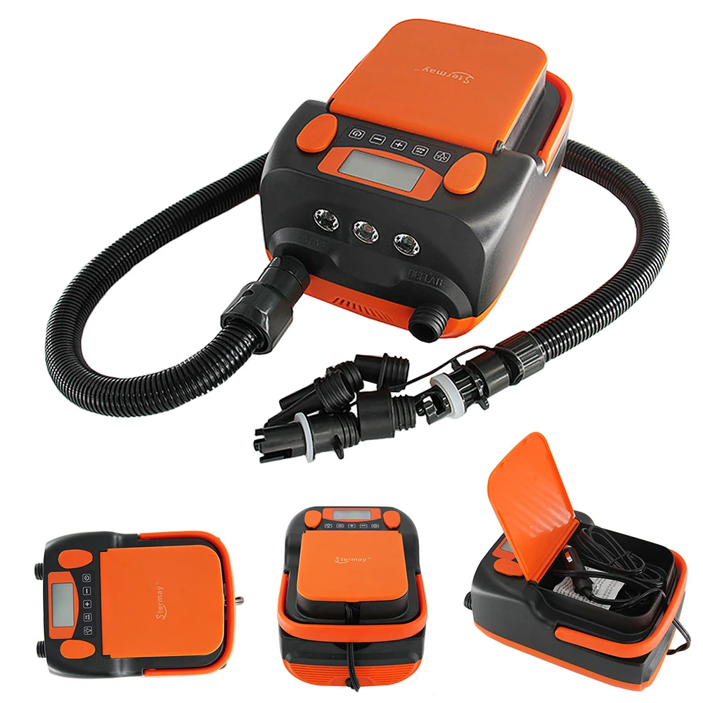 16PSI Intelligent Double Stage Air Pump with 6000mAh Electric Pump Support Inflation and Deflation 6PCS Nozzles LCD Display
