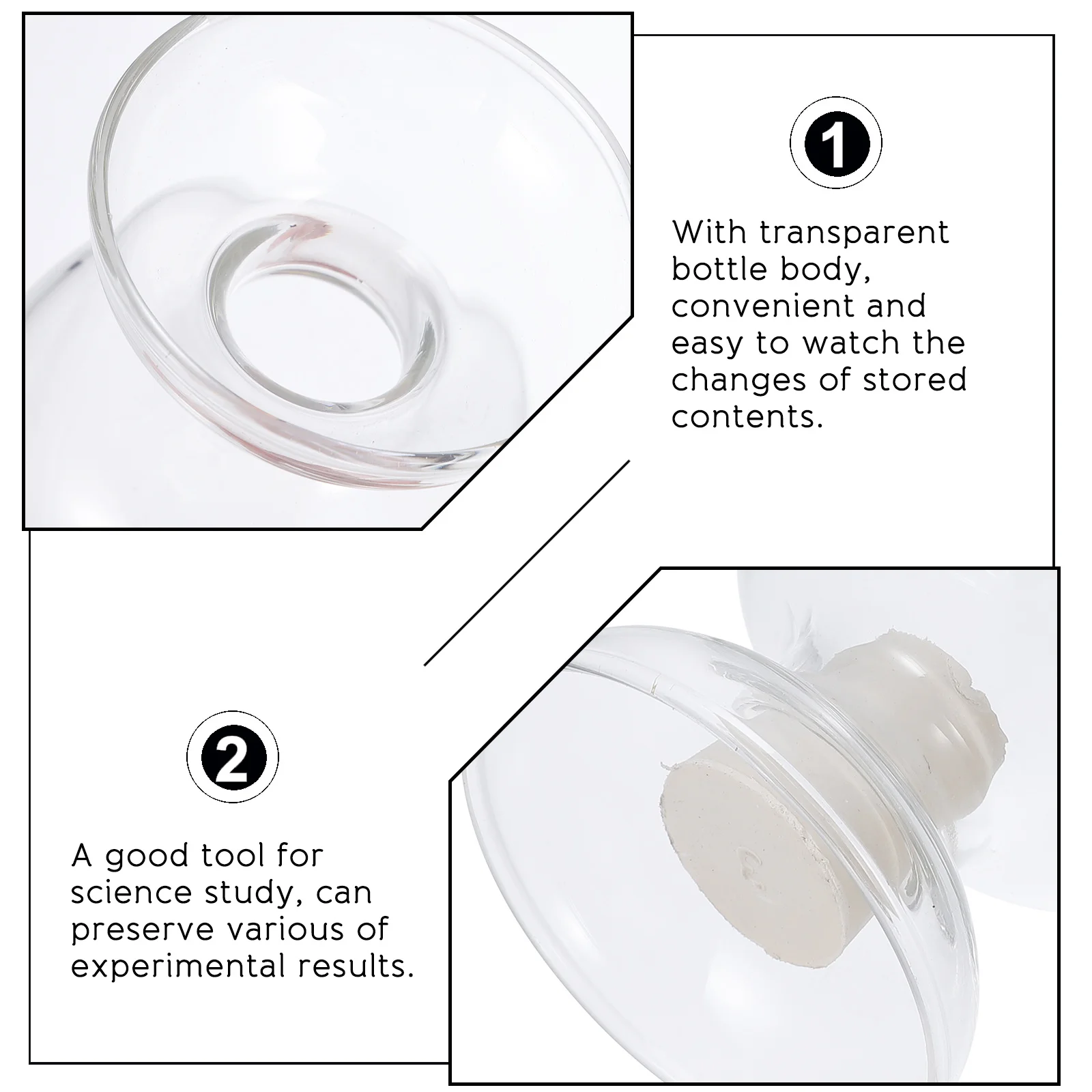 

1Pcs Chicken Heart Conical Sample Bottle Clear Glass Laboratory Bottle Stopper Science Study Display Conical Sample Bottles