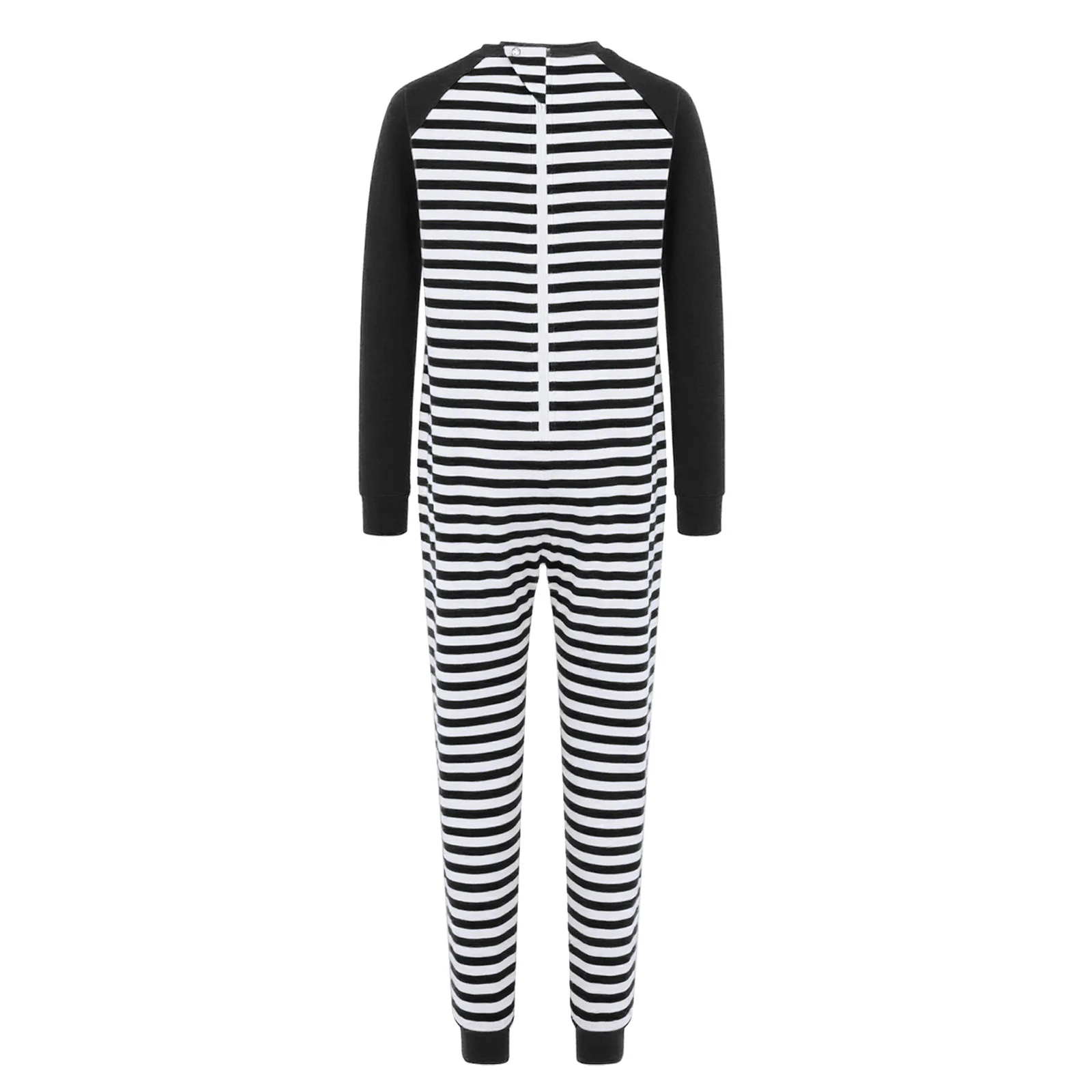 Kid Boys Girls Special Needs Jumpsuit Adaptive Clothing Long Sleeve Full Length Anti-Strip Back Zipper Stripes Rompers One-piece view 2