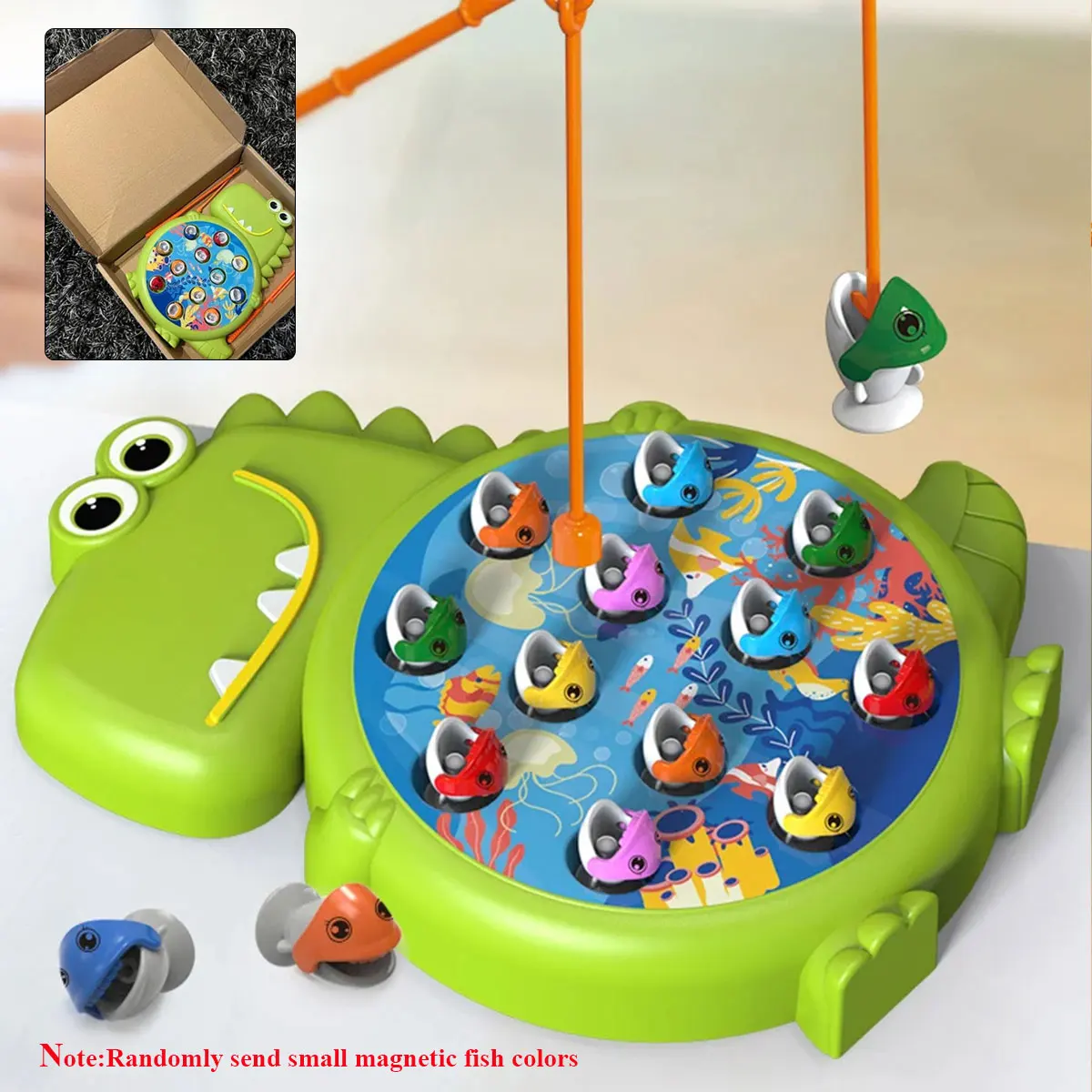 Dinosaur Simple Magnetic Fishing Toys Play Rod Game Toys for Children Baby Montessori with Rod Kids Educational Rotating Gift