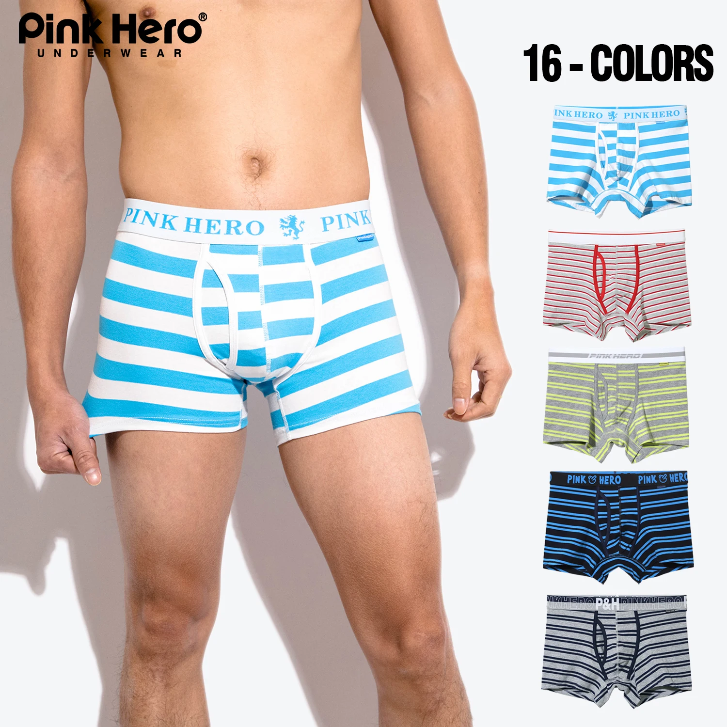 PINKHERO Fashion Underwear Striped Male Underpants For Men,Including High Qualityc Cotton Boxer Briefs And Men's Panties