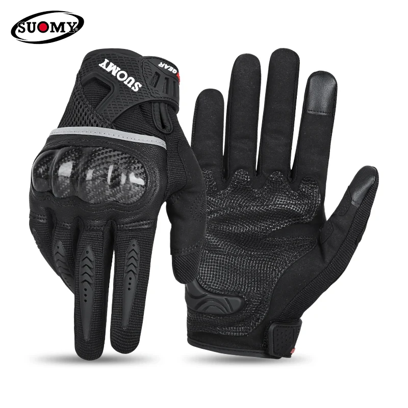 SUOMY Summer Motorbike Gloves Men Women Carbon Fiber Protective Shell Touch Screen Anti-slip Anti-Fall Motorcycle Gloves
