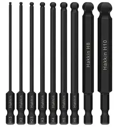 9Pcs 100mm Ball End Schraubendreher-bits Hex Kopf Allen Wrench Bohrer 1/4 Zoll Hex Schaft Magnetische Spitze hex Schlüssel Buchse Fahrer Bits