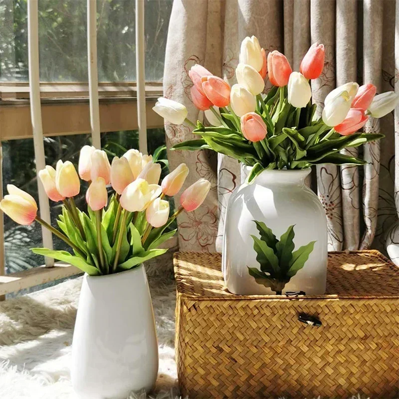 3/5 STKS Tulp Kunstbloemen Real Touch Boeket Nep Bloemen Decoratie voor Bruiloft Benodigdheden Home Decor Valentijnsdag Bloemen