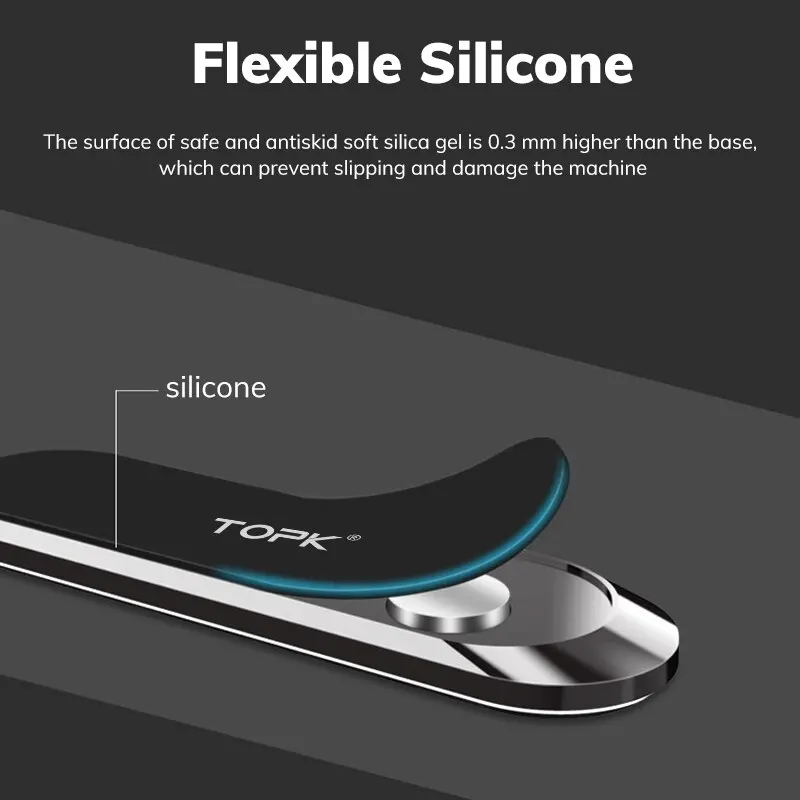 Topk-metal magnético suporte do telefone do carro, suporte do telefone móvel universal, forte ímã, para gps, iphone 14