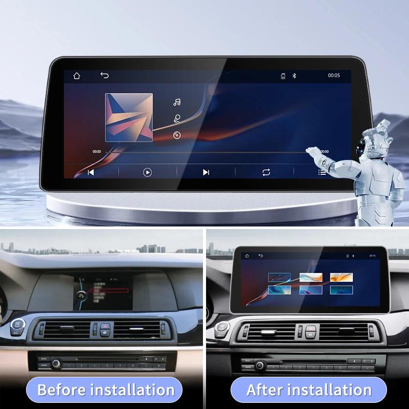 شاشة عرض 12.3 بوصة بسعر المصنع لسيارات BMW 5series F10 F11 CIC NBT مشغل فيديو الوسائط المتعددة اللاسلكي Carplay Android Auto Car