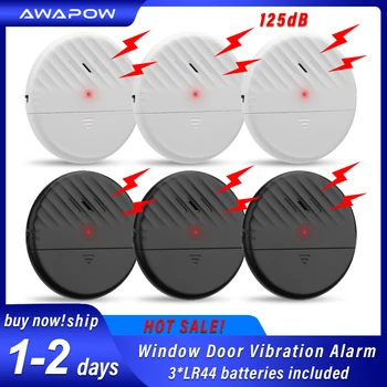 Awapow אלחוטי חלון דלת רטט חיישן 125dB זכוכית הפסקת רטט פורץ חיישן מעורר בית בטיחות מערכת גלאי