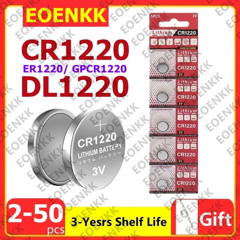 ใหม่ 2-50Pcs CR1220 แบตเตอรี่ความจุสูง 3V แบตเตอรี่ลิเธียม CR 1220 แบตเตอรี่สําหรับนาฬิกา Healthcare อุปกรณ์เครื่องคิดเลขฯลฯ