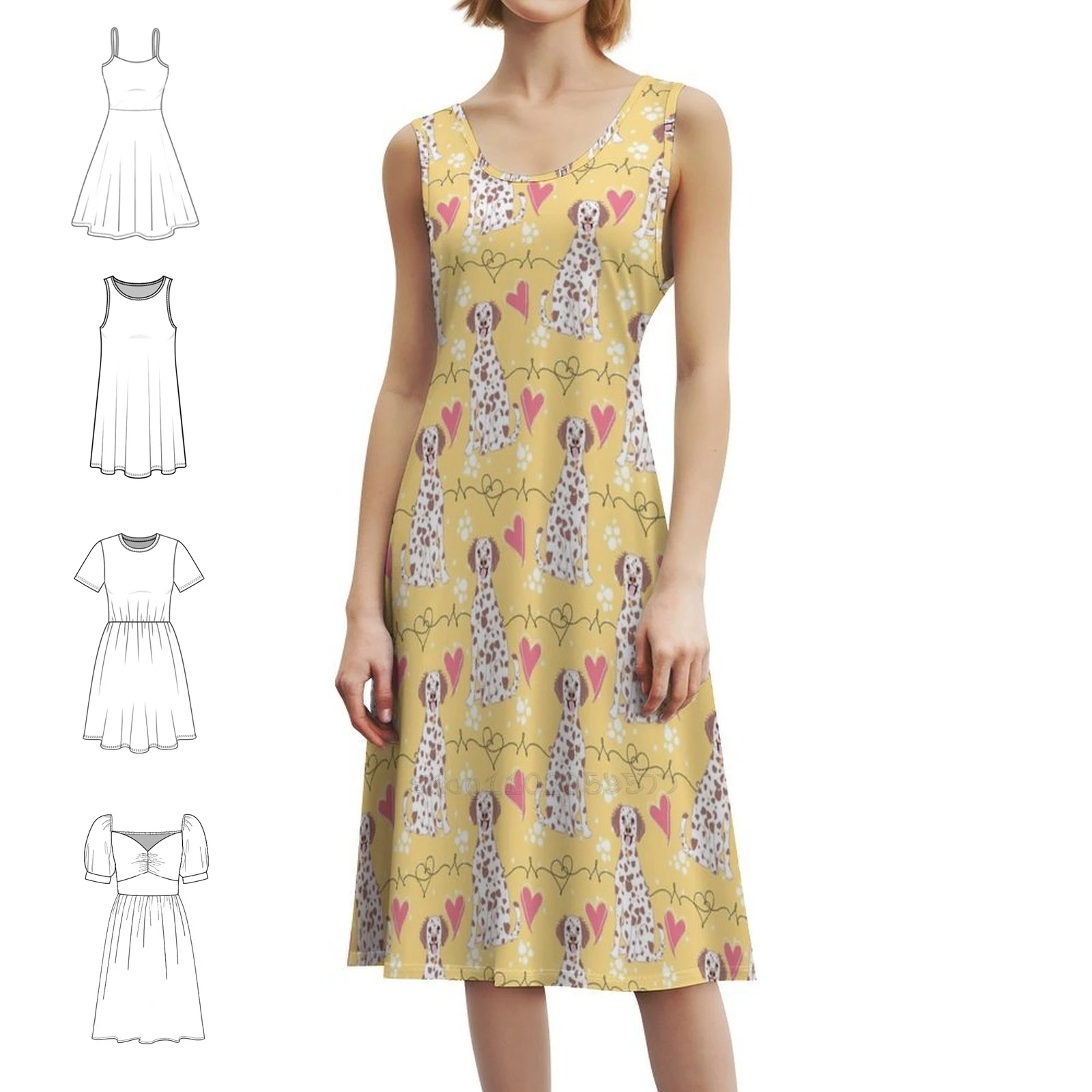 الحب طويل الشعر الدلماسية-البدة ثلاثية الألوان 1 فستان عطلة مثير للنساء حفلة الشاطئ عيد ميلاد فستان قصير الدلماسية الدلماسية #1