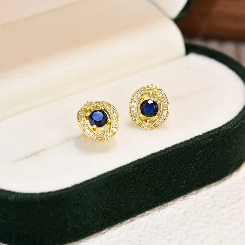 

Женские серьги «Wandering Galaxy» с бриллиантами и звездами и луной, стерлинговое серебро 925 пробы, цвет в стиле ретро, ниша с сокровищами Premium Sense