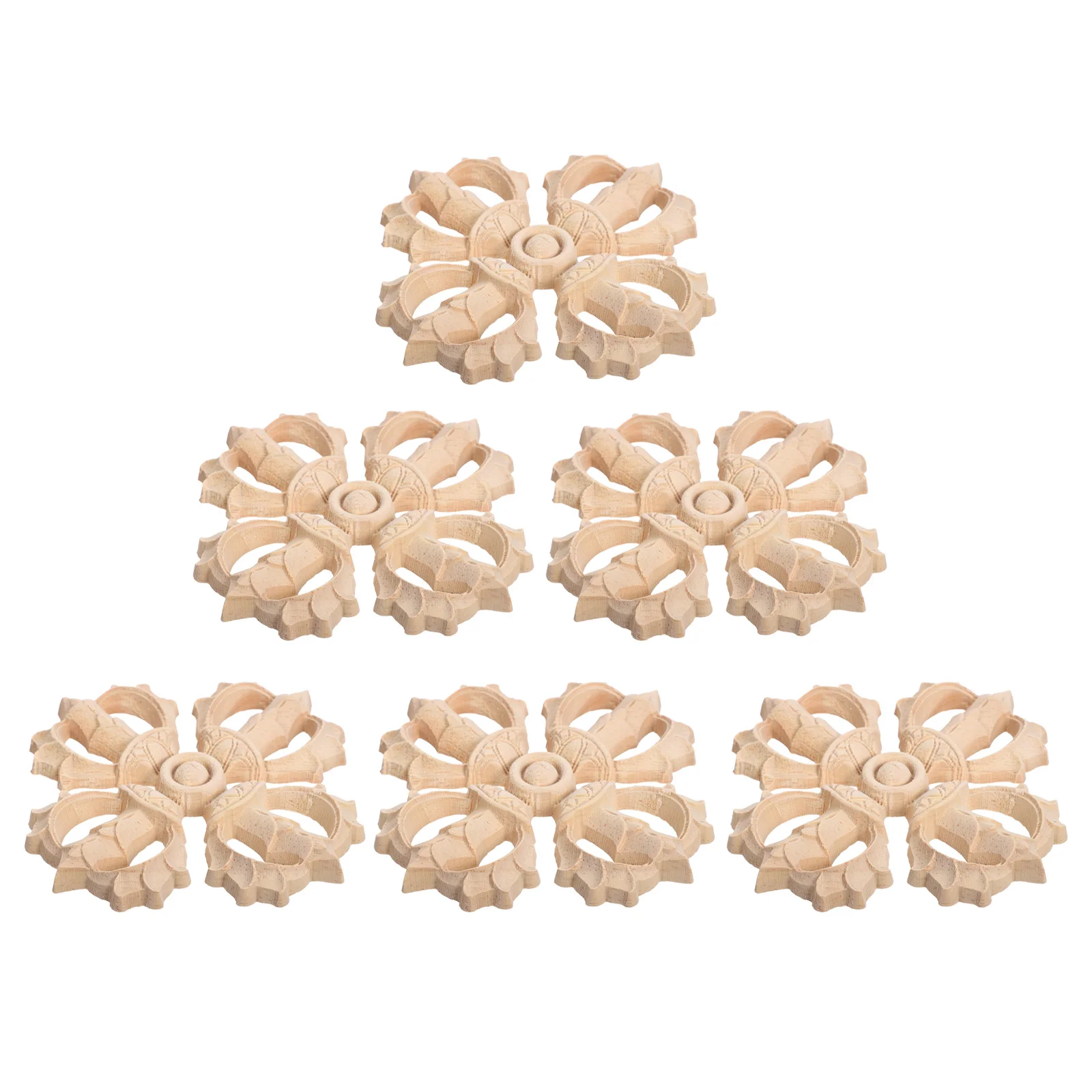 

6Pcs Versatile European Style Wooden Appliques Detailed Craftsmanship Unpainted Wood Onlays for Furniture Frames Decor