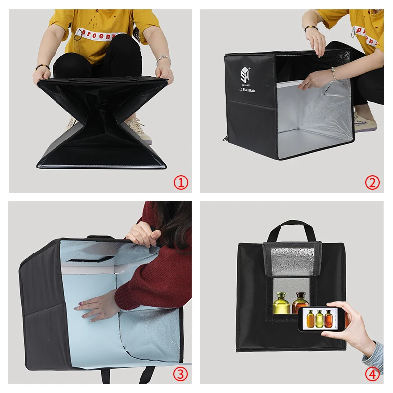SH 30cm Photography Tabletop Lightbox with 6pc Color Backgrounds Desktop Portable Photo Studio Light Box Soft Shooting Tent Box