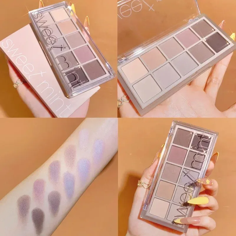 10 Color Eyeshadow Palette Matte Pearl Fine Shining Pumpkin Tea Milk Earth Color Eye Shadow Tray Makeup Pigment Korean Cosmetics view 5