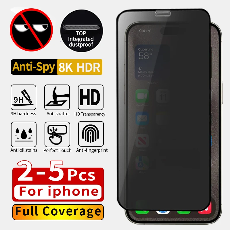 2-5Pcs Volle Abdeckung Privatsphäre Screen Protector Für iPhone 16 11 12 13 14 Pro Max Mini Anti-spion Glas Für iPhone 15 Pro Xr X Xs Max