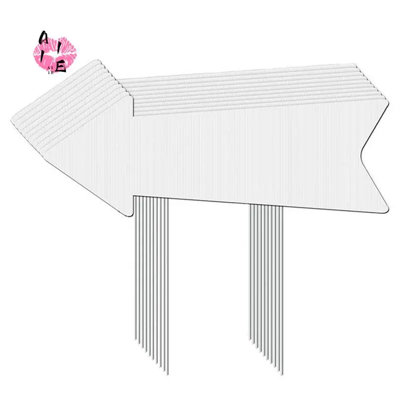 A11E-Directional Arrows Signs With Stakes, 4 Pack Blank Yard Signs Plastic Parking Signs With Arrows Outdoor Lawn Guidepost