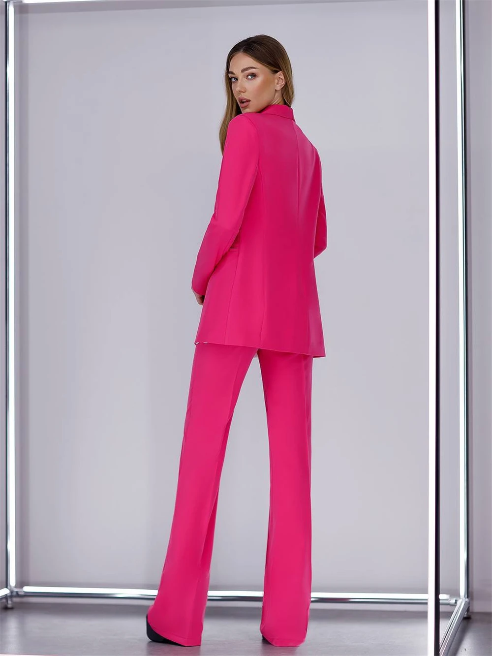 Women's Formal Pantsuit Set, Pink, Monochromatic, Wedding Guest Suit, Formal Outfit, Autumn Fashion, Hot, 2 Pcs Customized