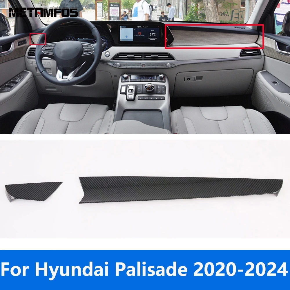 

For Hyundai Palisade 2020 2021 2022 2023 2024 Carbon Fiber Center Console Dashboard Panel Molding Trim Accessories Car Styling